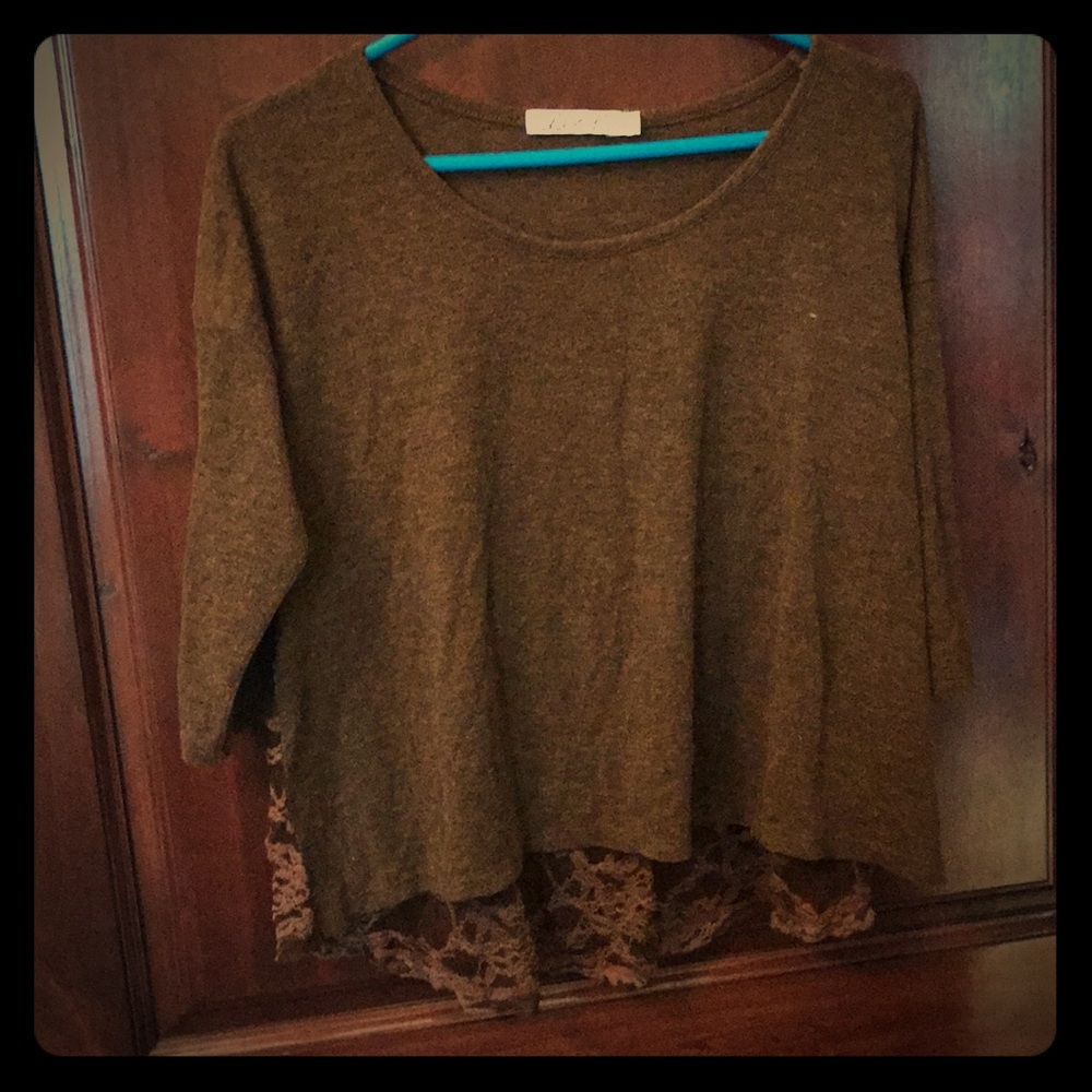 Brown Lace-Back Top